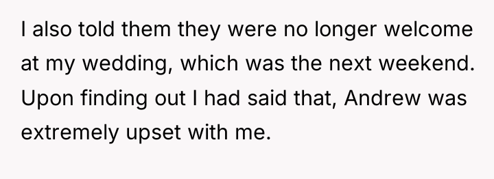I also told them they were no longer welcome at...