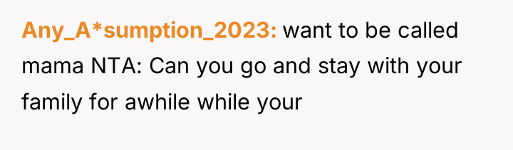 Any_A*sumption_2023 want to be called mama NTA: Can you go...