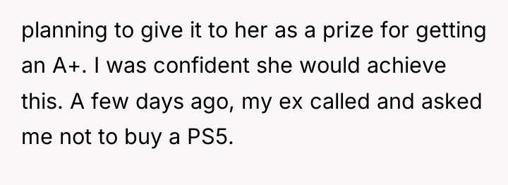 planning to give it to her as a prize for...