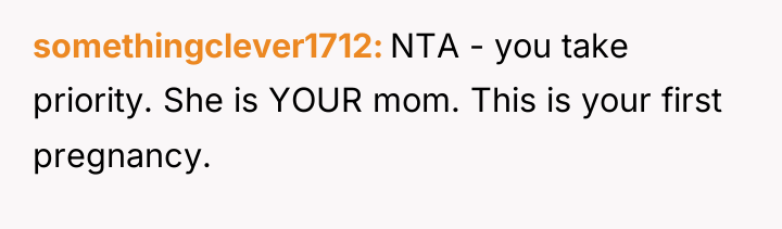 somethingclever1712 NTA - you take priority. She is YOUR mom....