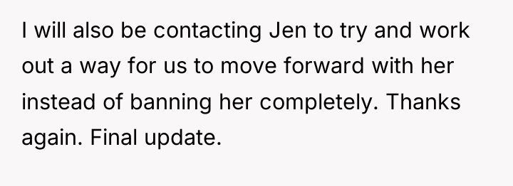 I will also be contacting Jen to try and work...