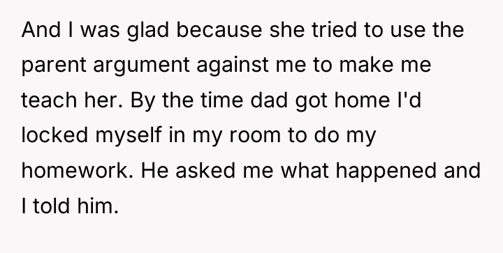 And I was glad because she tried to use the...