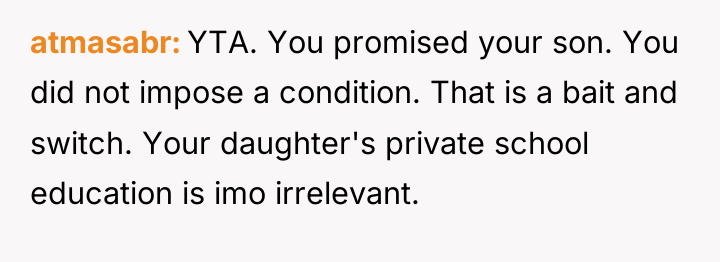atmasabr YTA. You promised your son. You did not impose...