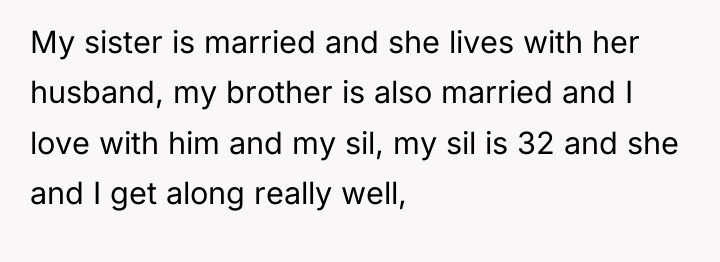 My sister is married and she lives with her husband,...
