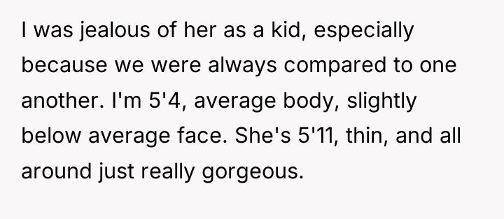 I was jealous of her as a kid, especially because...