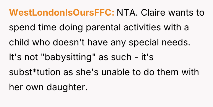 WestLondonIsOursFFC NTA. Claire wants to spend time doing parental activities...