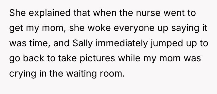 She explained that when the nurse went to get my...