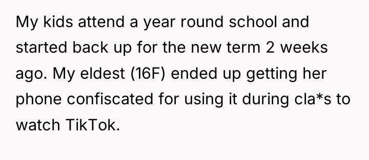 My kids attend a year round school and started back...