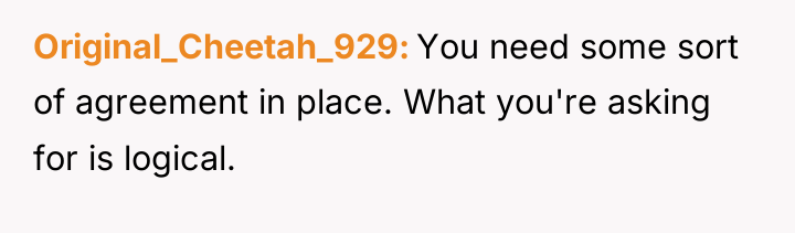 Original_Cheetah_929 You need some sort of agreement in place. What...