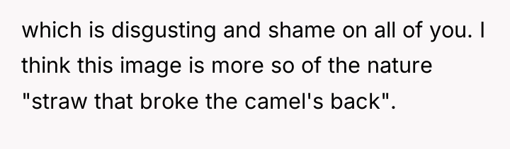 which is disgusting and shame on all of you. I...
