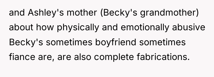 and Ashley's mother (Becky's grandmother) about how physically and emotionally...