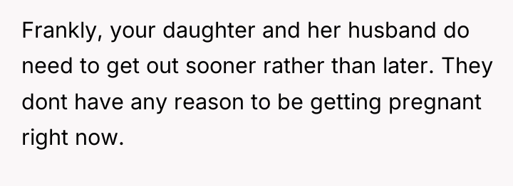 Frankly, your daughter and her husband do need to get...