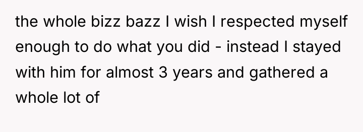 the whole bizz bazz I wish I respected myself enough...