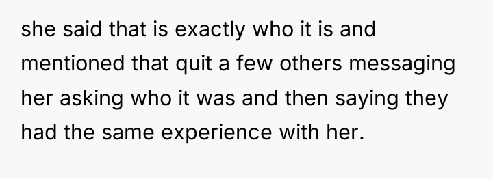 she said that is exactly who it is and mentioned...