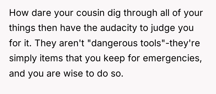 How dare your cousin dig through all of your things...