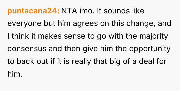 puntacana24 NTA imo. It sounds like everyone but him agrees...