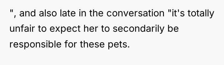 ", and also late in the conversation "it's totally unfair...