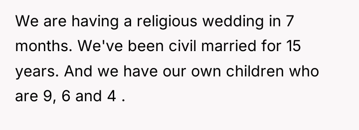 We are having a religious wedding in 7 months. We've...