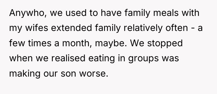 Anywho, we used to have family meals with my wifes...