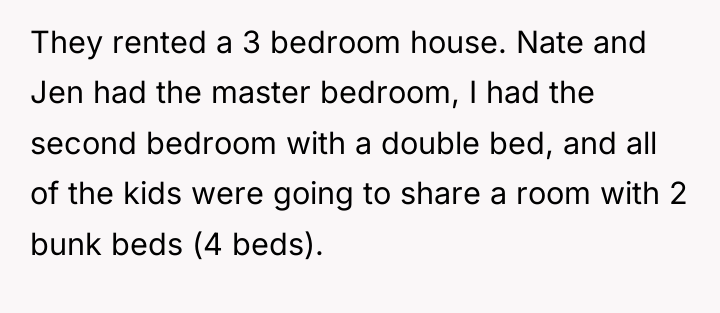 They rented a 3 bedroom house. Nate and Jen had...