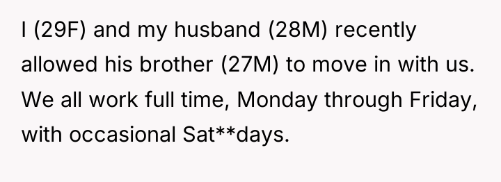 I (29F) and my husband (28M) recently allowed his brother...