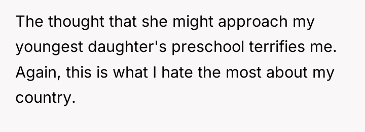 The thought that she might approach my youngest daughter's preschool...