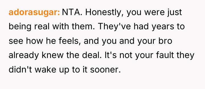 adorasugar NTA. Honestly, you were just being real with them....