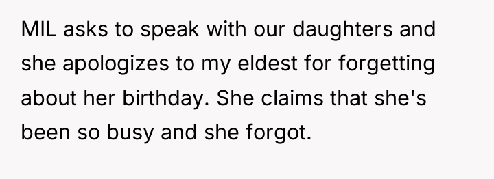 MIL asks to speak with our daughters and she apologizes...