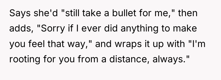 Says she'd "still take a bullet for me," then adds,...