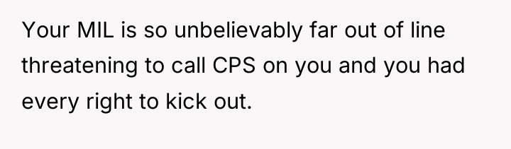 Your MIL is so unbelievably far out of line threatening...
