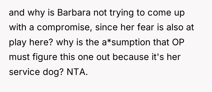 and why is Barbara not trying to come up with...