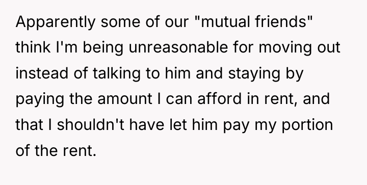 Apparently some of our "mutual friends" think I'm being unreasonable...