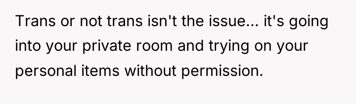 Trans or not trans isn't the issue... it's going into...