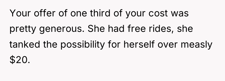 Your offer of one third of your cost was pretty...