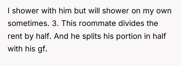 I shower with him but will shower on my own...