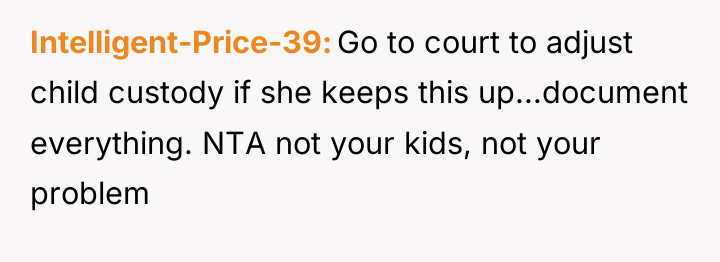 Intelligent-Price-39 Go to court to adjust child custody if she...