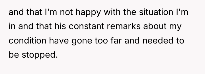 and that I'm not happy with the situation I'm in...