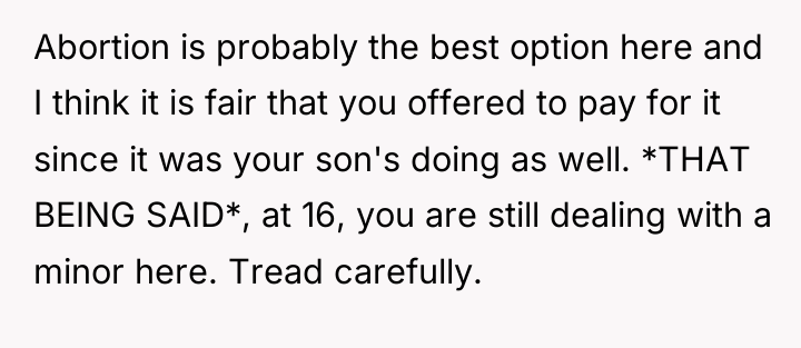 Abortion is probably the best option here and I think...