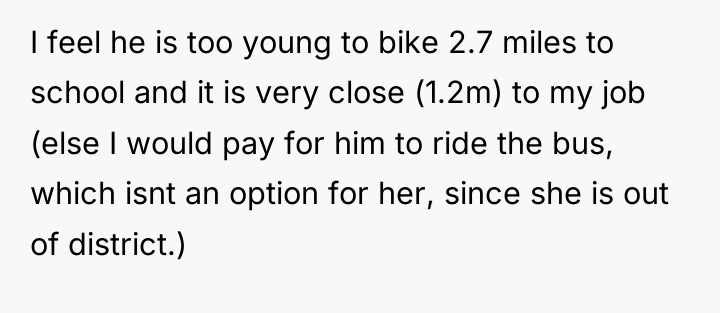 I feel he is too young to bike 2.7 miles...