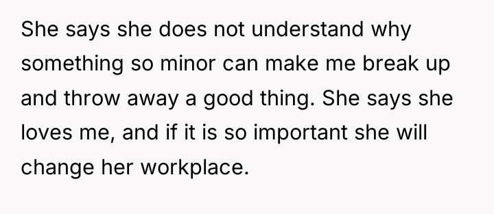 She says she does not understand why something so minor...