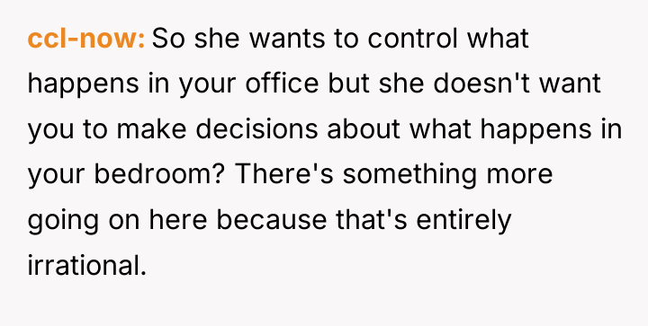 ccl-now So she wants to control what happens in your...