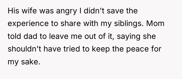 His wife was angry I didn't save the experience to...