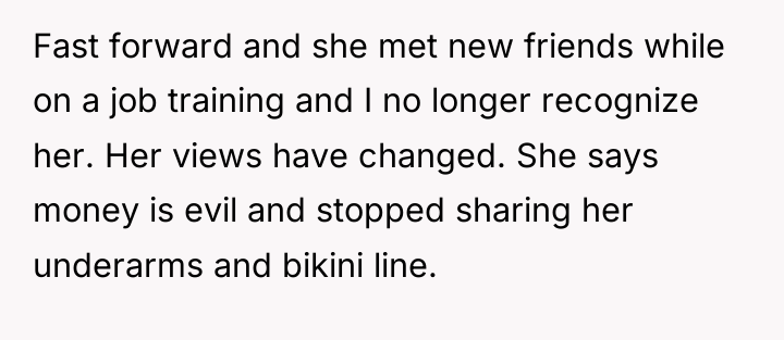 Fast forward and she met new friends while on a...