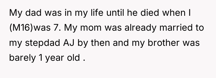 My dad was in my life until he died when...