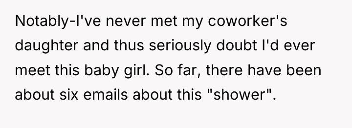 Notably-I've never met my coworker's daughter and thus seriously doubt...