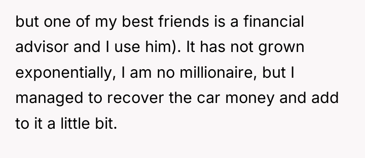 but one of my best friends is a financial advisor...