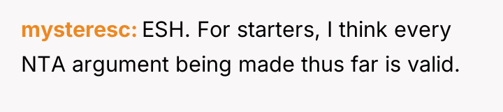 mysteresc ESH. For starters, I think every NTA argument being...