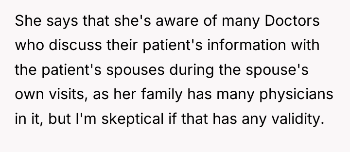She says that she's aware of many Doctors who discuss...