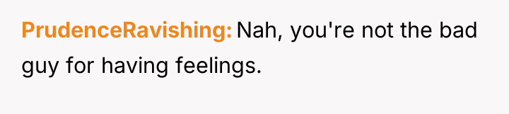 PrudenceRavishing Nah, you're not the bad guy for having feelings.