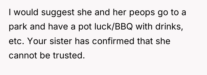I would suggest she and her peops go to a...